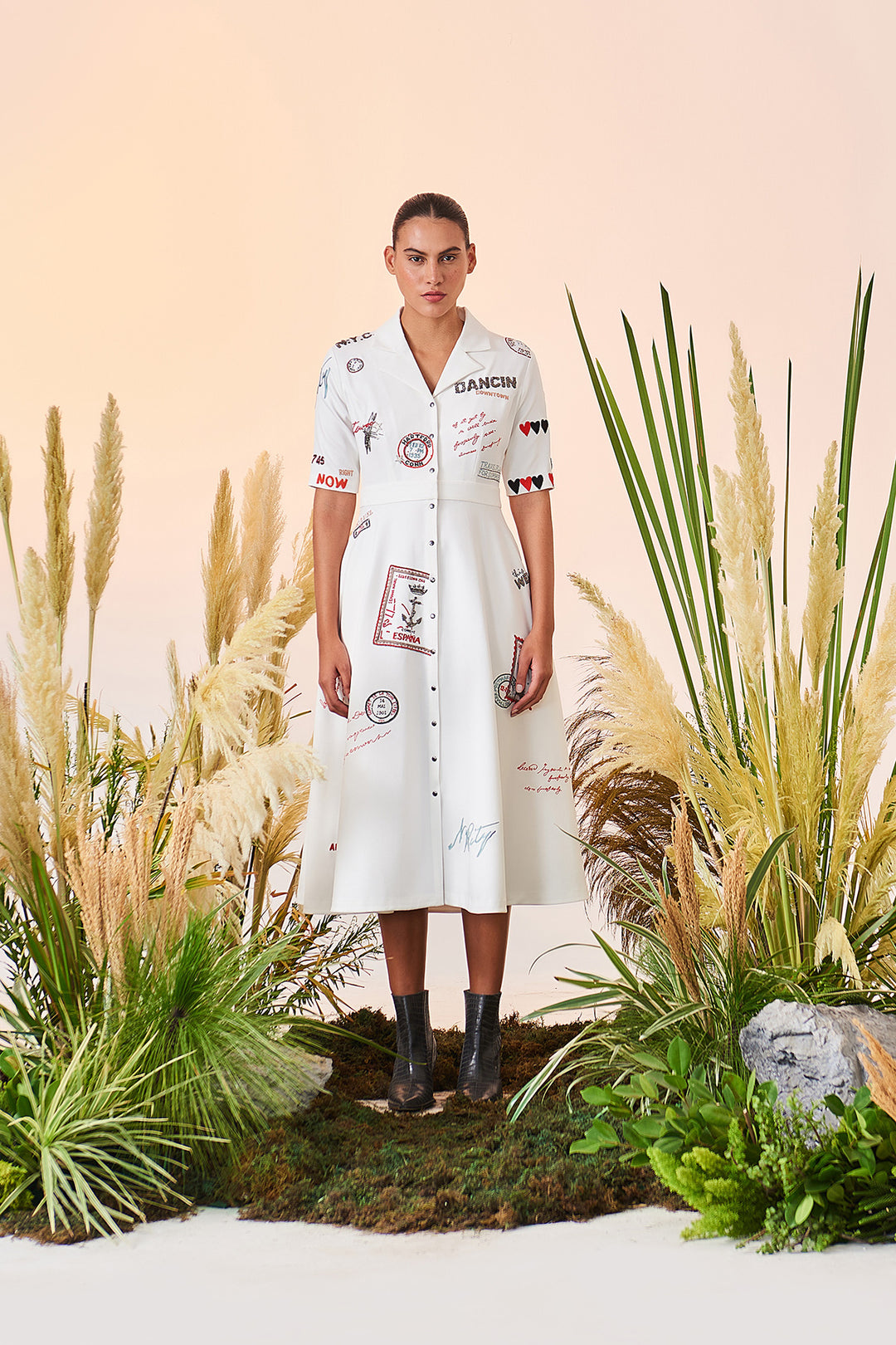 Dancing Downtown Coat Collar Circular Dress