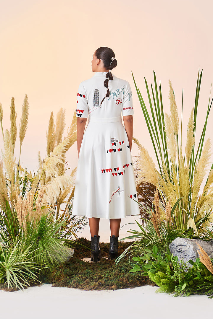 Dancing Downtown Coat Collar Circular Dress