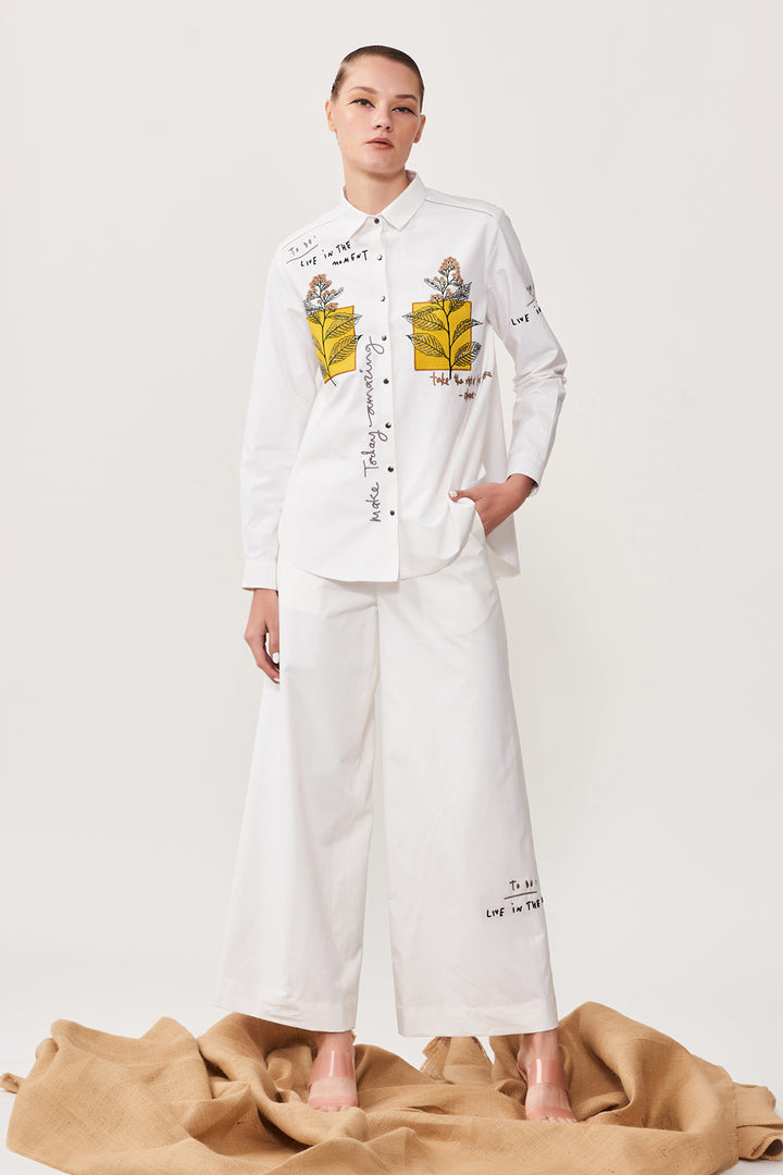 Leaves Patch High Low Shirt
